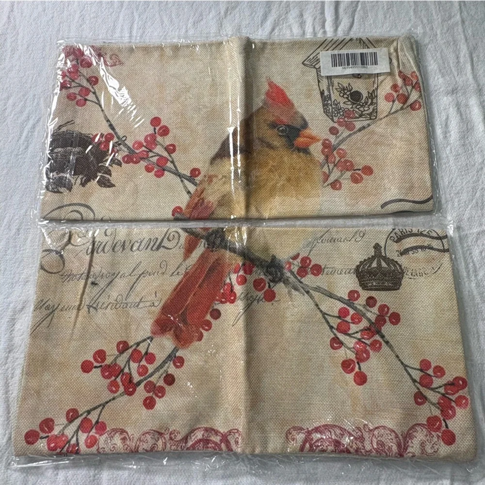 Cardinal/bird Throw Pillow Covers Set of 4 Farmhouse - Picture 3 of 7